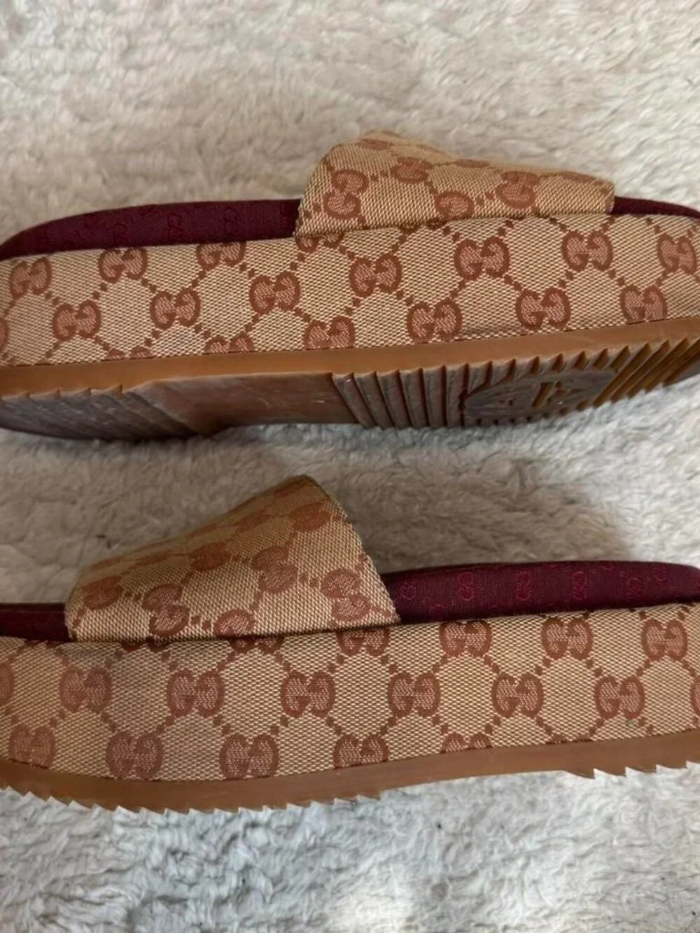 Gucci canvas GG Monogram Angelina Platform Slide Sandals